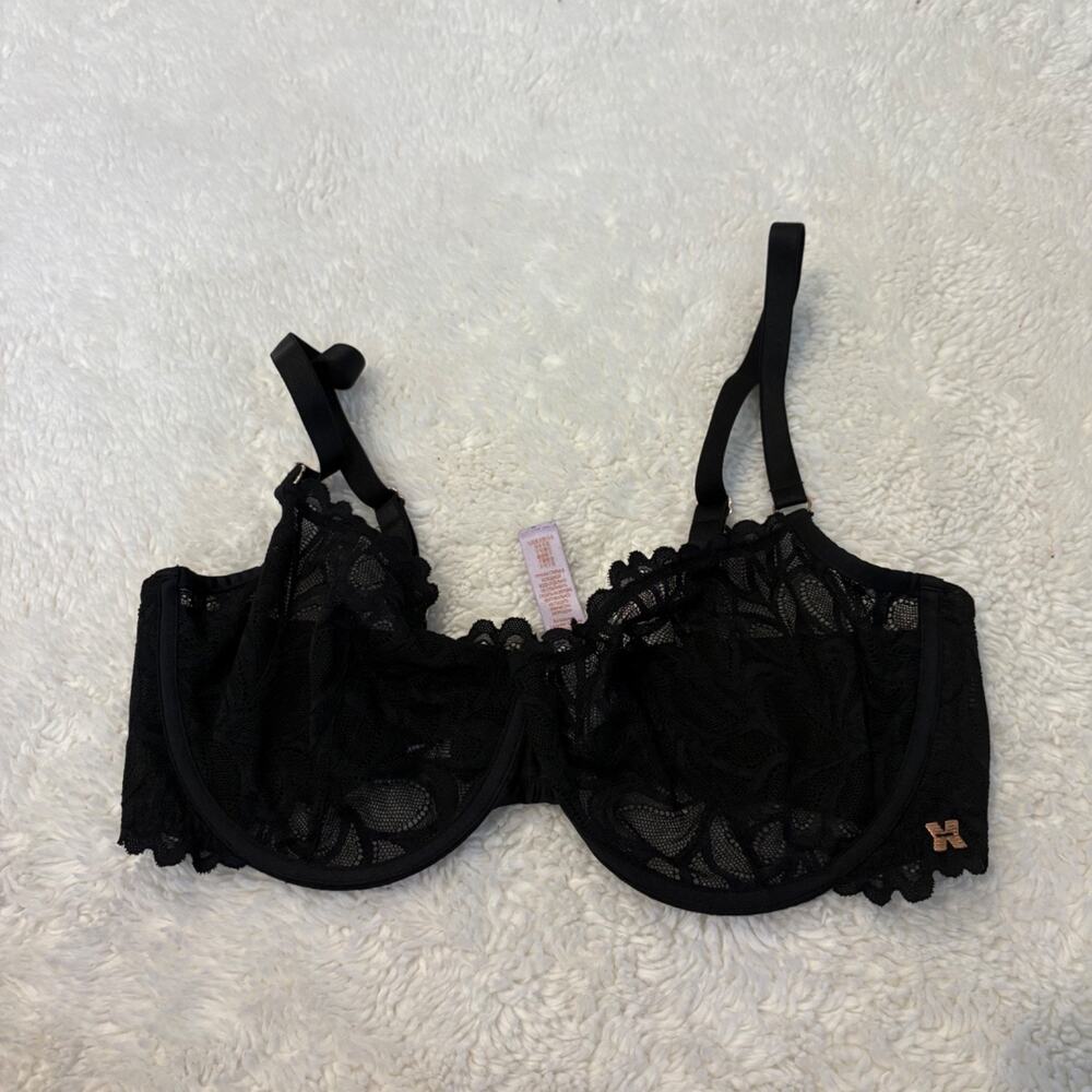 Savage X Fenty Women's Underwired Black Lace 36DDD Sexy Lingerie Hot Emo Grunge